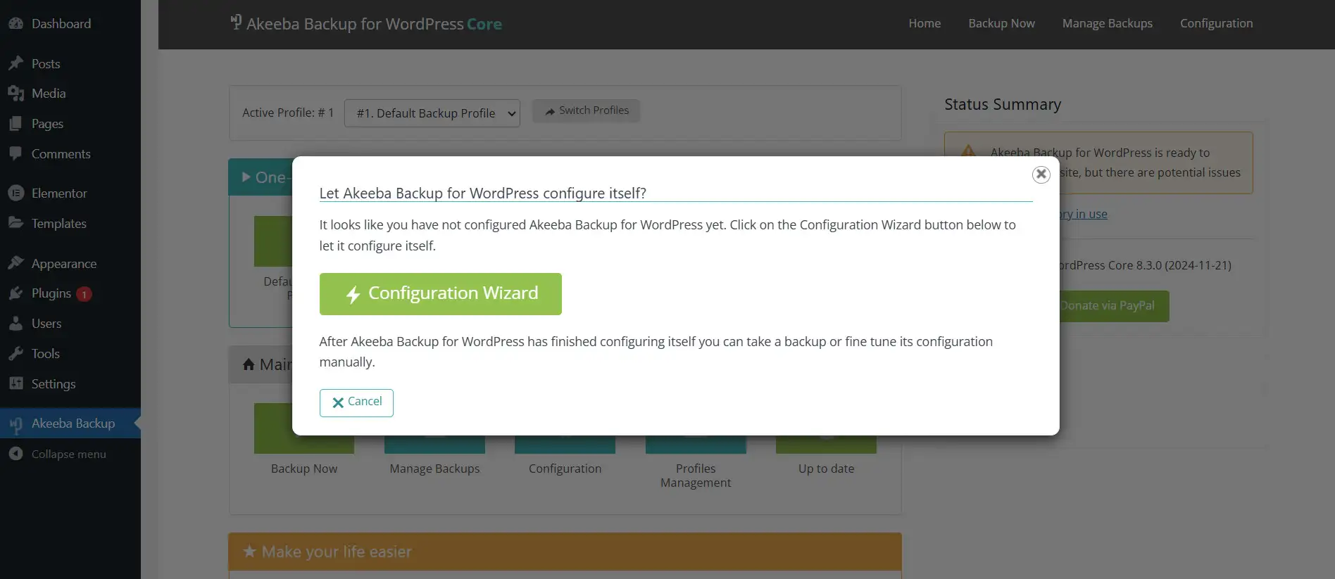 wordpress akeeba