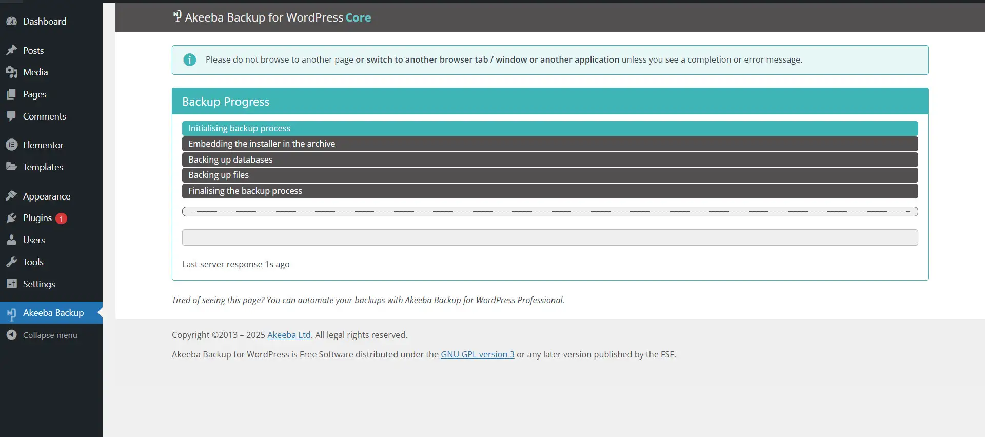 wordpress akeeba 3